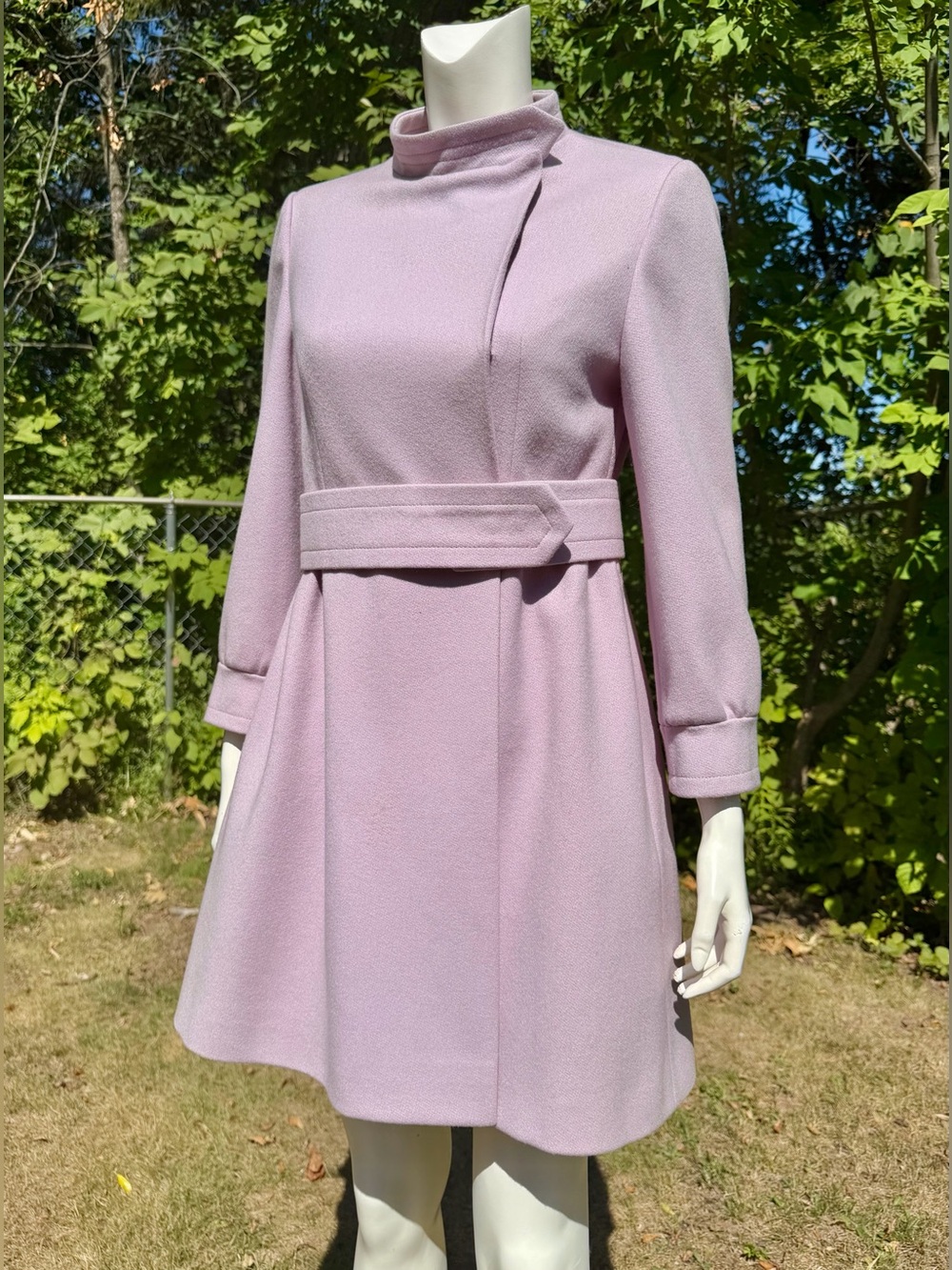 1960s LAVENDER COAT Vintage ‘Modern Deb’ 60s Mod Structured Tailored Wide Belt S